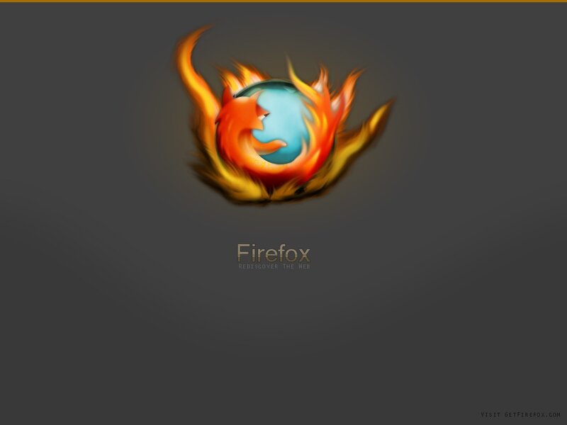Firefox Logo with Flames — Gray