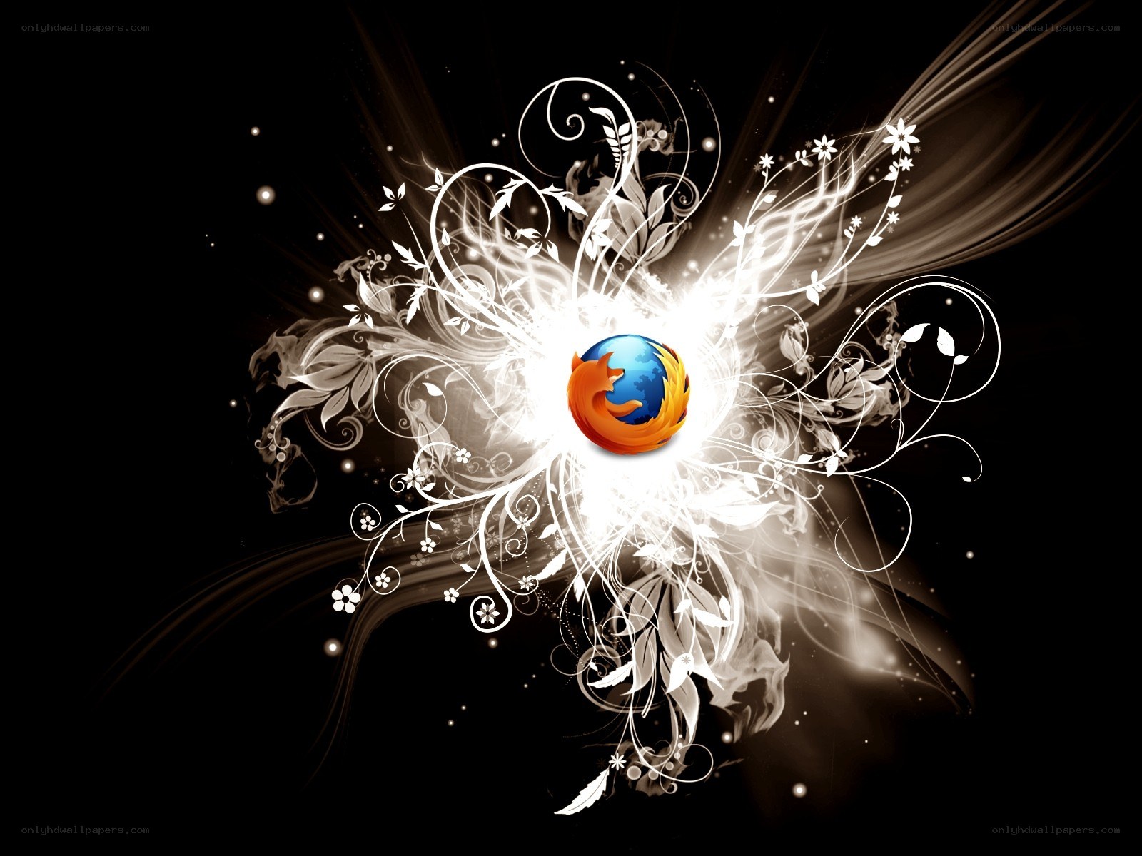 Firefox logo with floral design