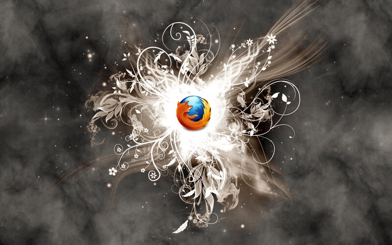 Firefox Logo with Floral Design — White