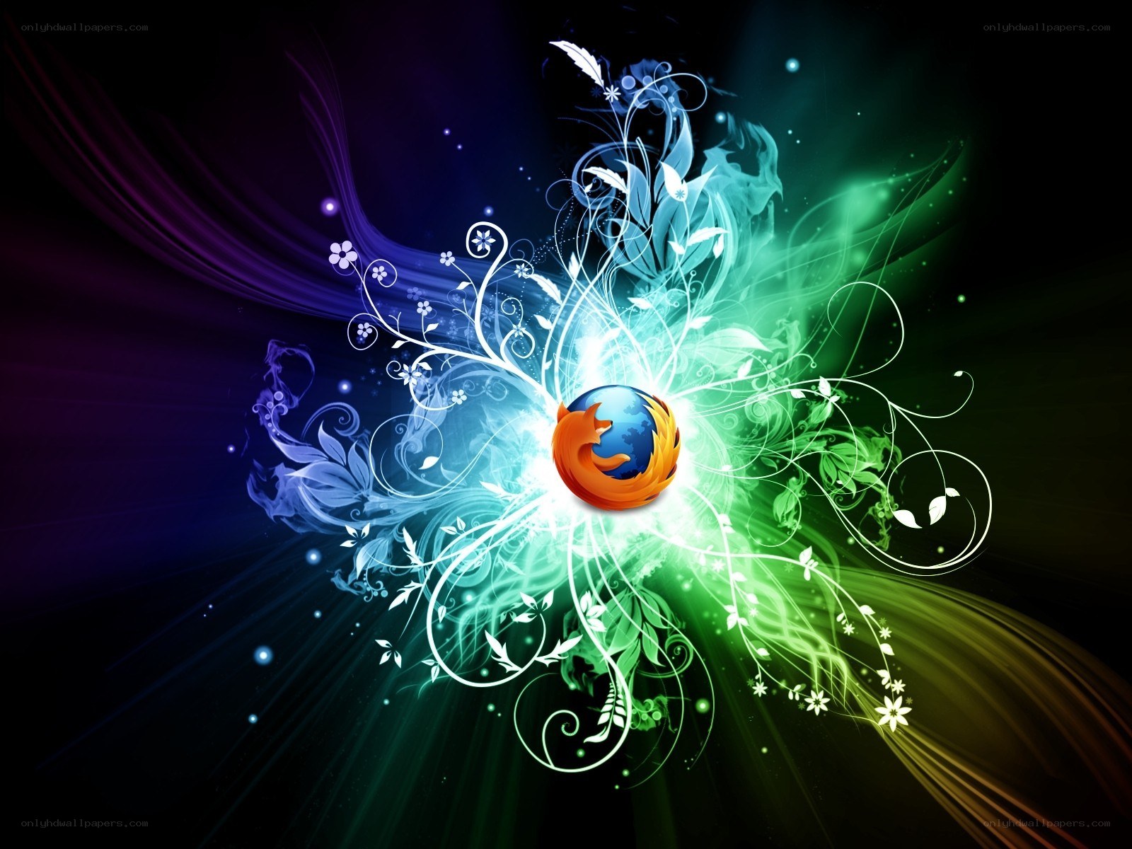 Firefox logo with floral design