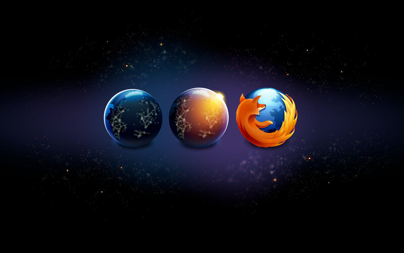 Firefox logo with globes