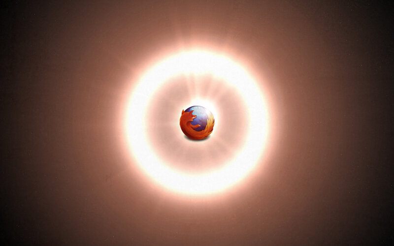 Firefox logo with sunburst effect