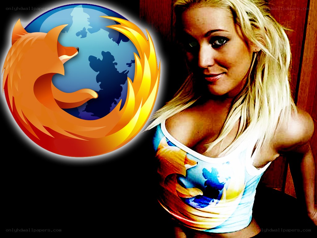 Firefox logo with woman