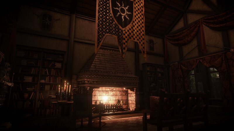 Fireplace in a Room — Brown