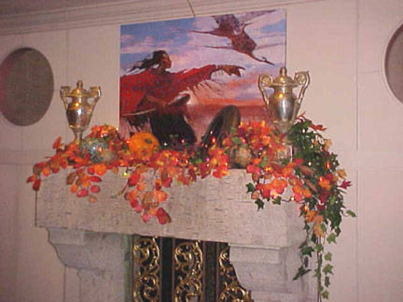 Fireplace Mantel with Autumn Decor