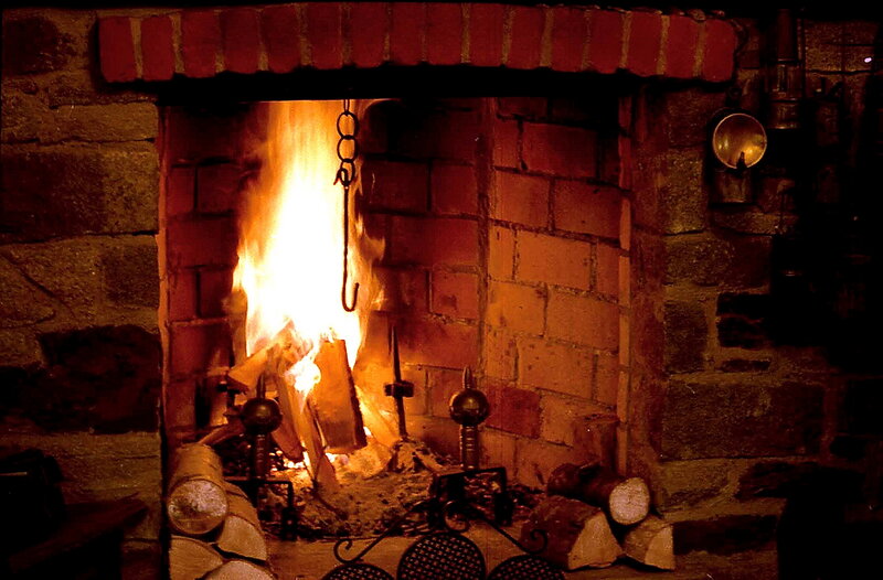 Fireplace with Burning Fire
