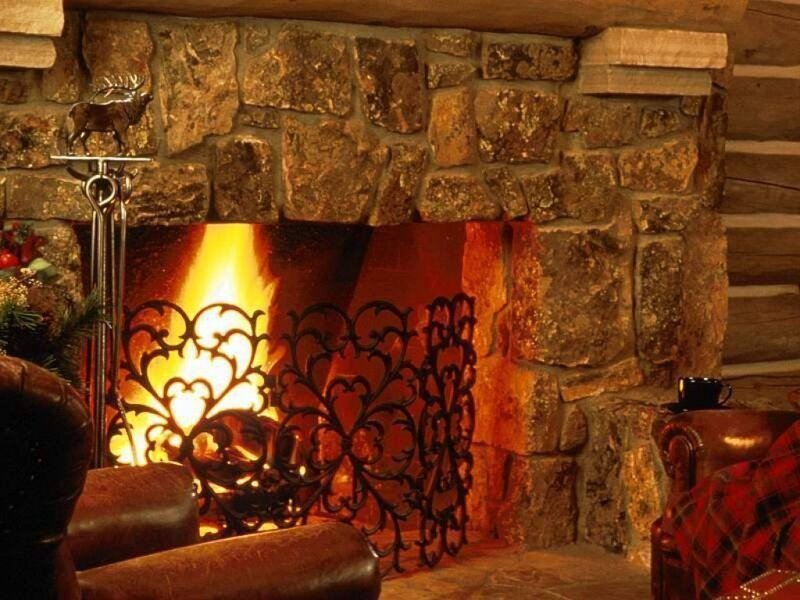 Fireplace with Fire — Brown, Cozy, Night