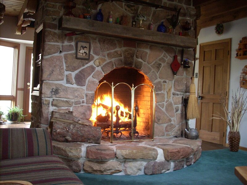 Fireplace with Fire — Brown, Cozy, Photograph