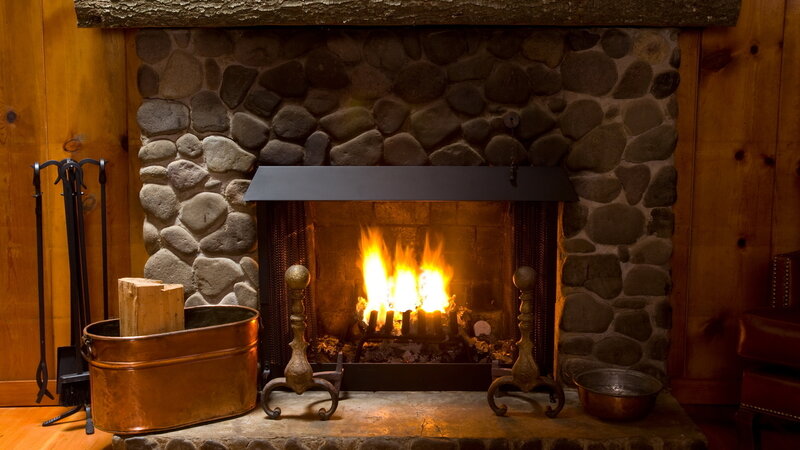 Fireplace with Fire — Brown