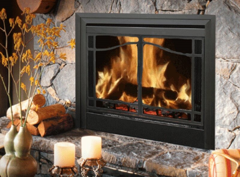 Fireplace with Flames — Black
