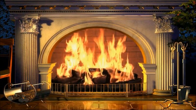 Fireplace with Flames — Orange