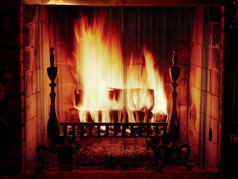 fireplace with flames