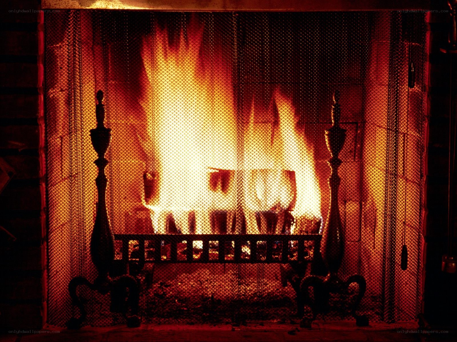 fireplace with flames