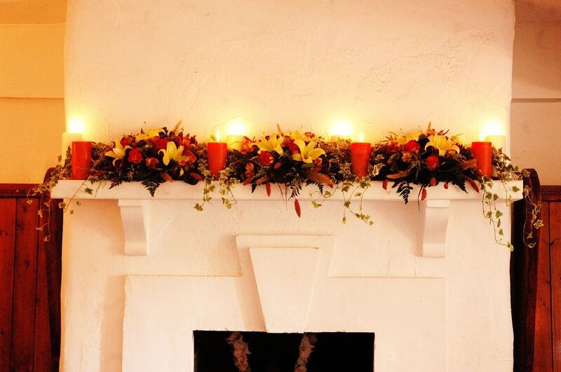 Fireplace with Floral Arrangement