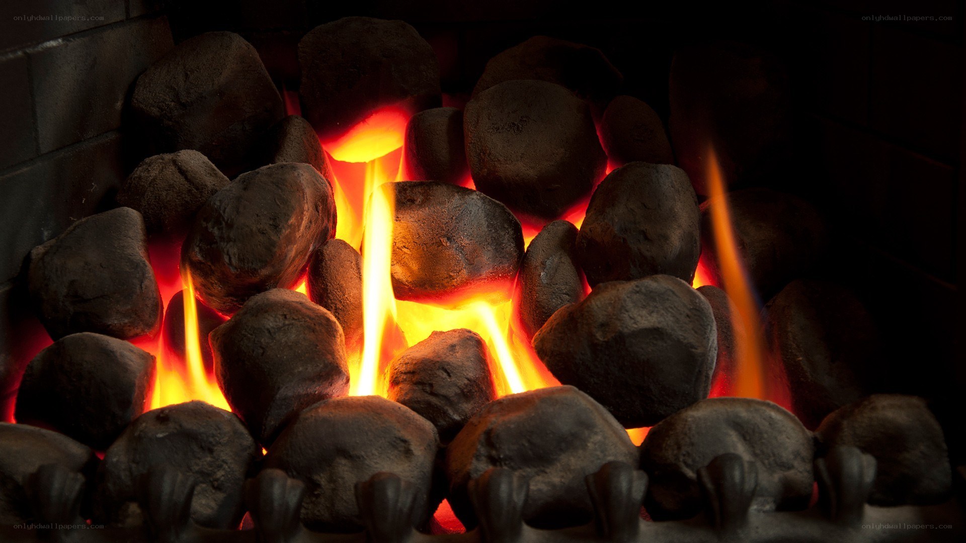fireplace with glowing embers