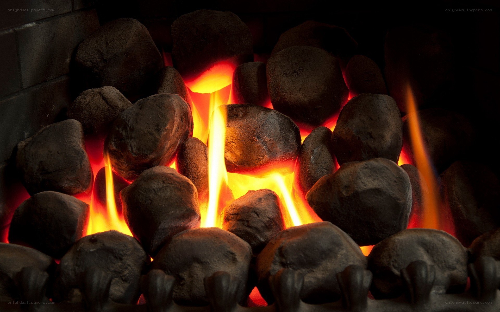 fireplace with glowing embers