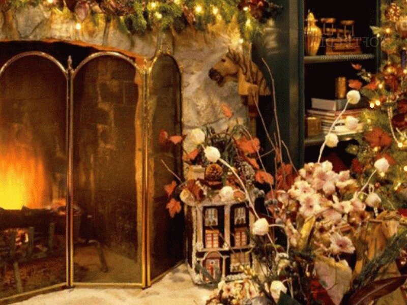 Fireplace with Holiday Decor