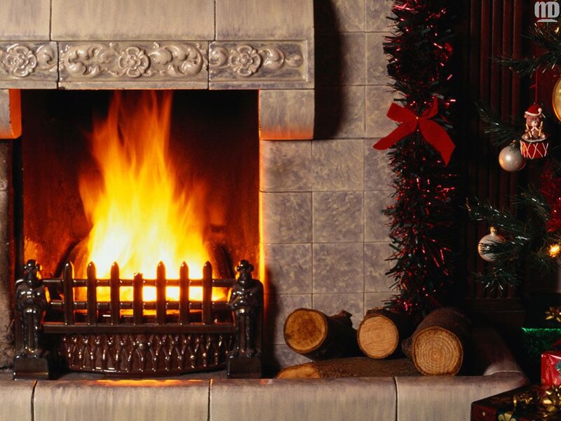Fireplace with Logs — Orange