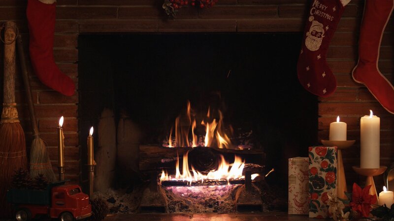 Fireplace with Logs — Red