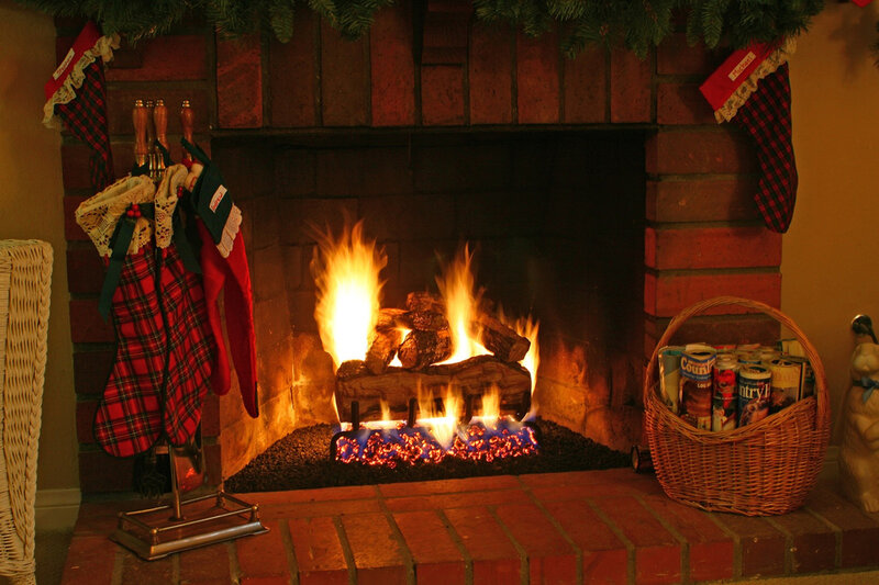 Fireplace with Stockings — Red