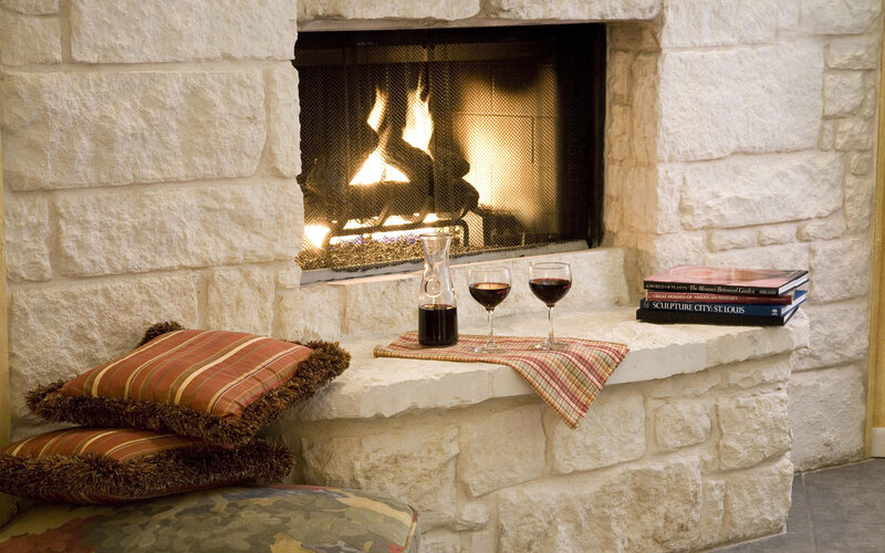 Fireplace with Wine and Books