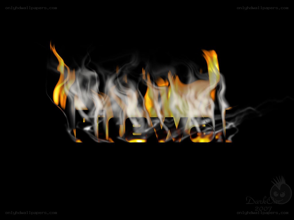 Firewall text with flames