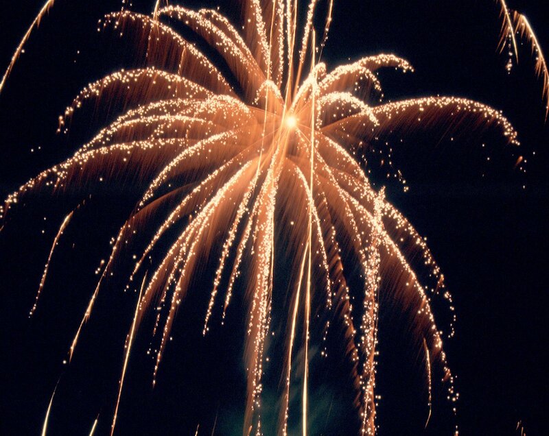 Firework Burst in Night Sky — Black