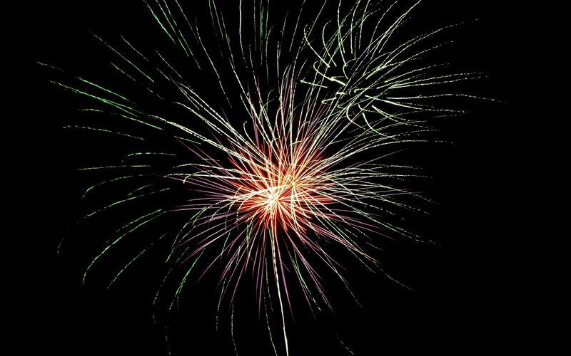 Firework Explosion in Night Sky — Red