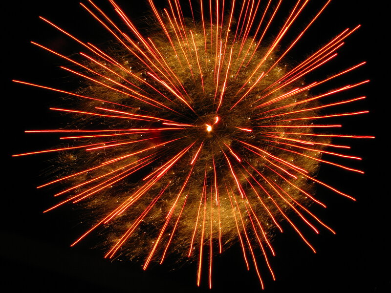Firework Explosion — Red, Dramatic, Night, Photograph