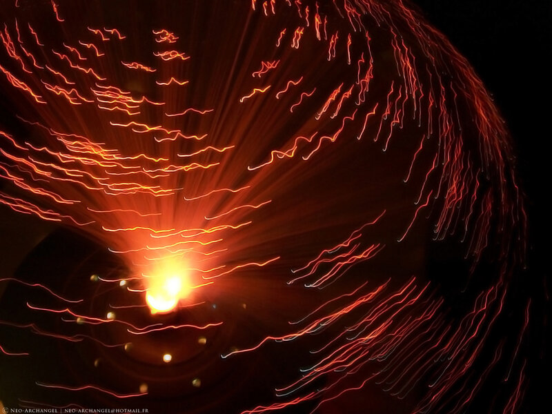 Firework light trails in motion