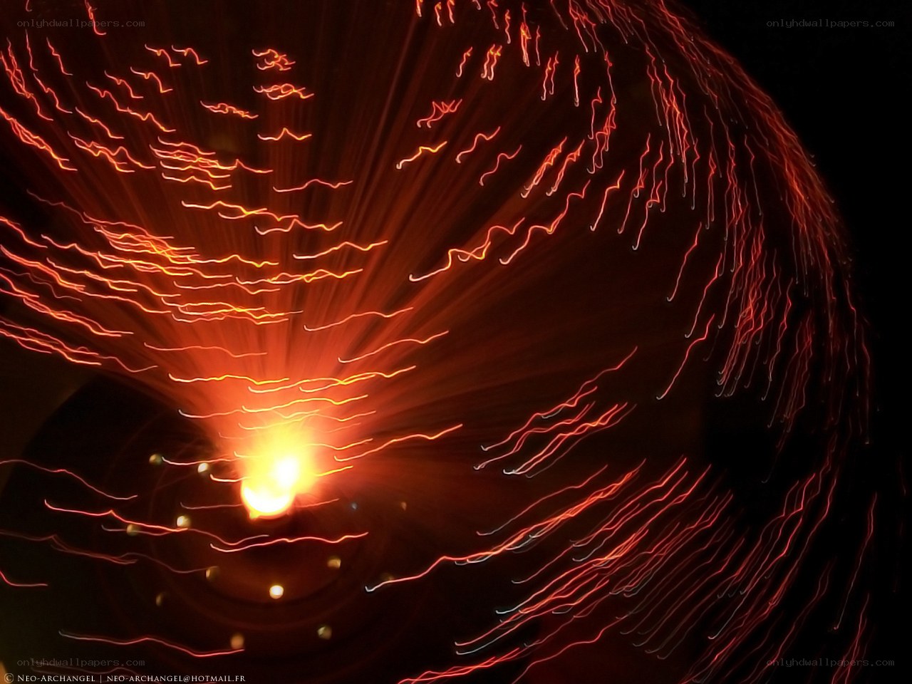 Firework light trails in motion