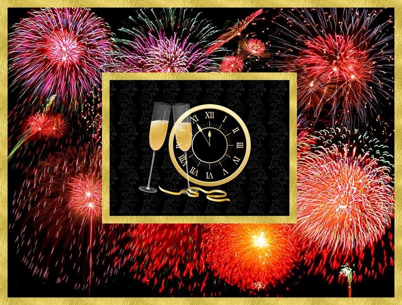 Fireworks and Clock — Red