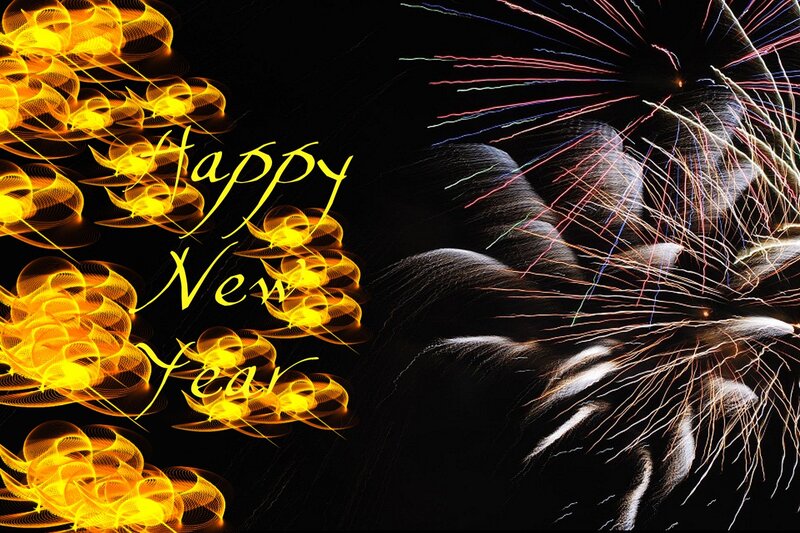 Fireworks and Text — Black