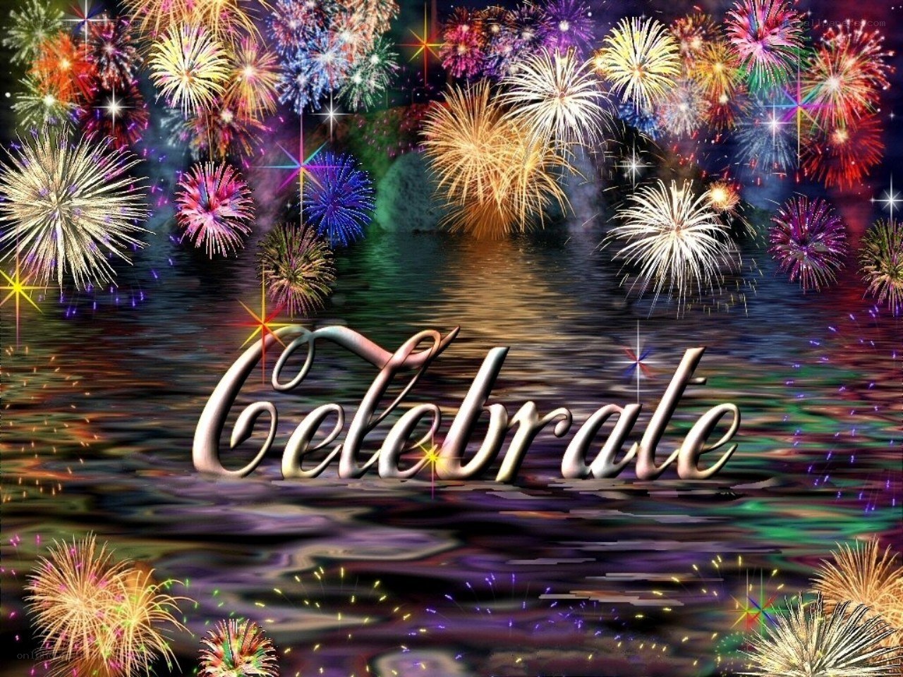 Fireworks celebration over water