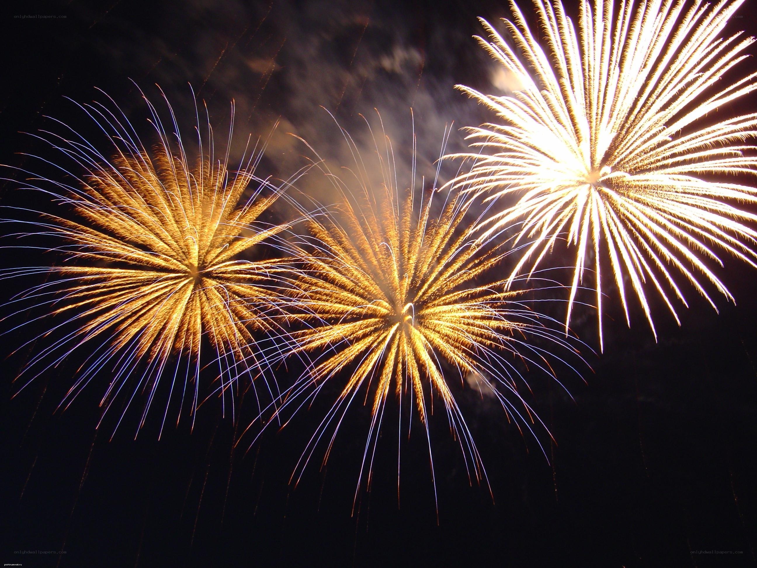 Fireworks display at night