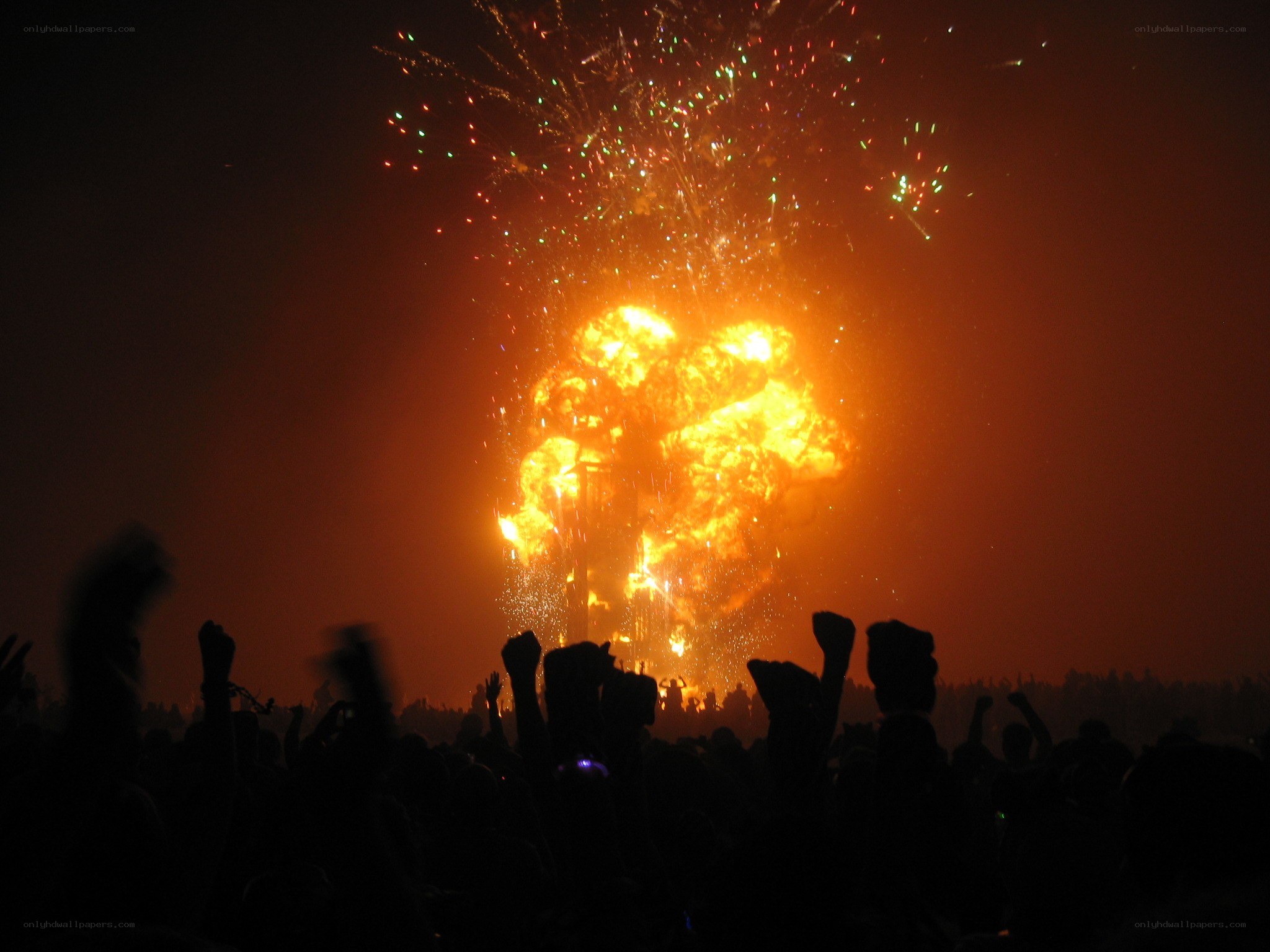 Fireworks display at night