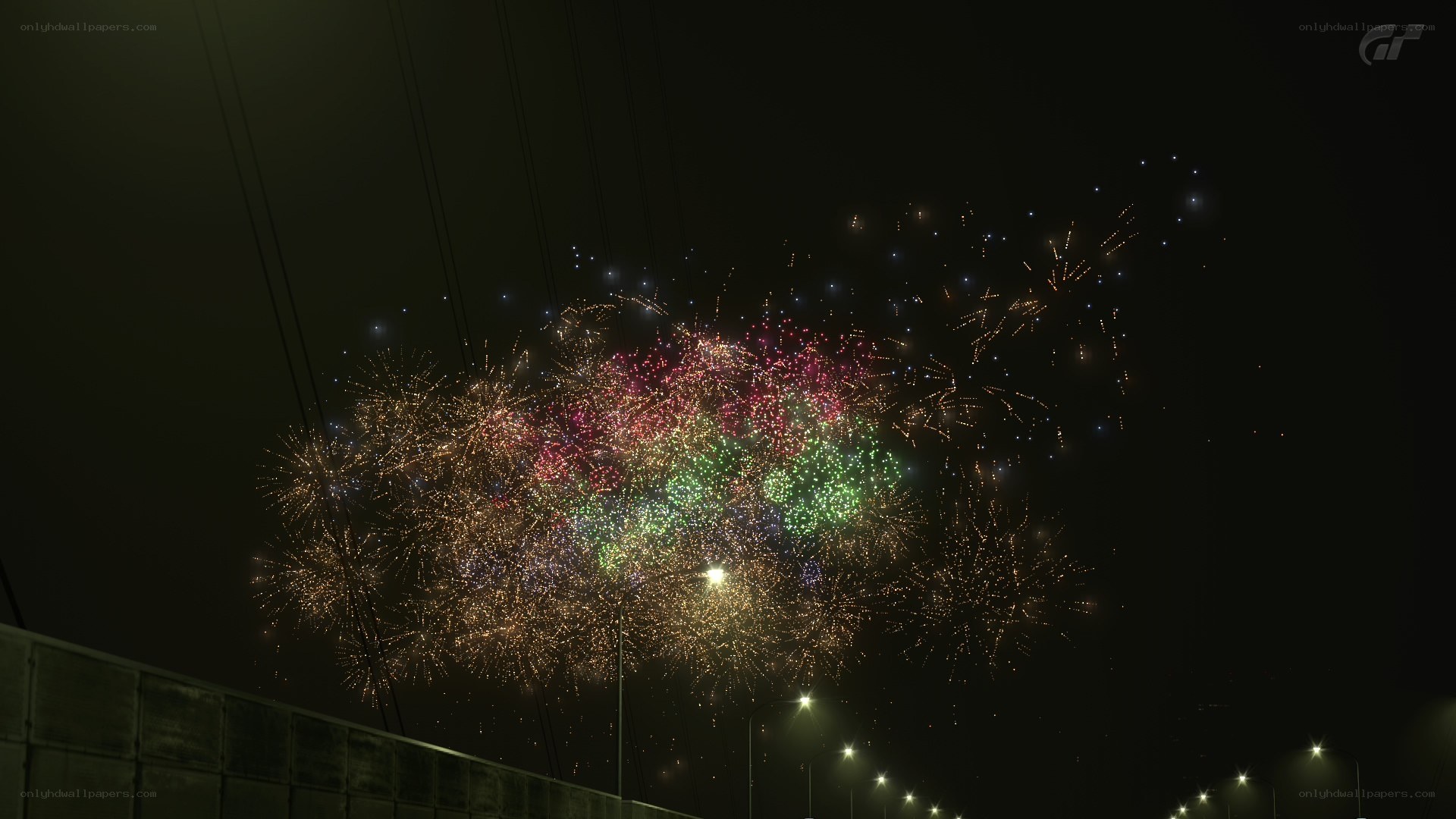 Fireworks display at night