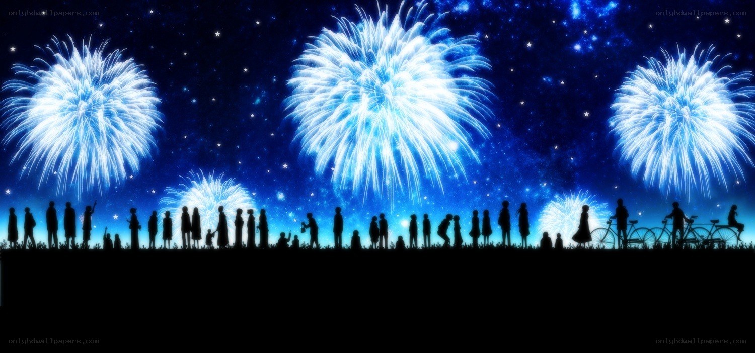 Fireworks display at night