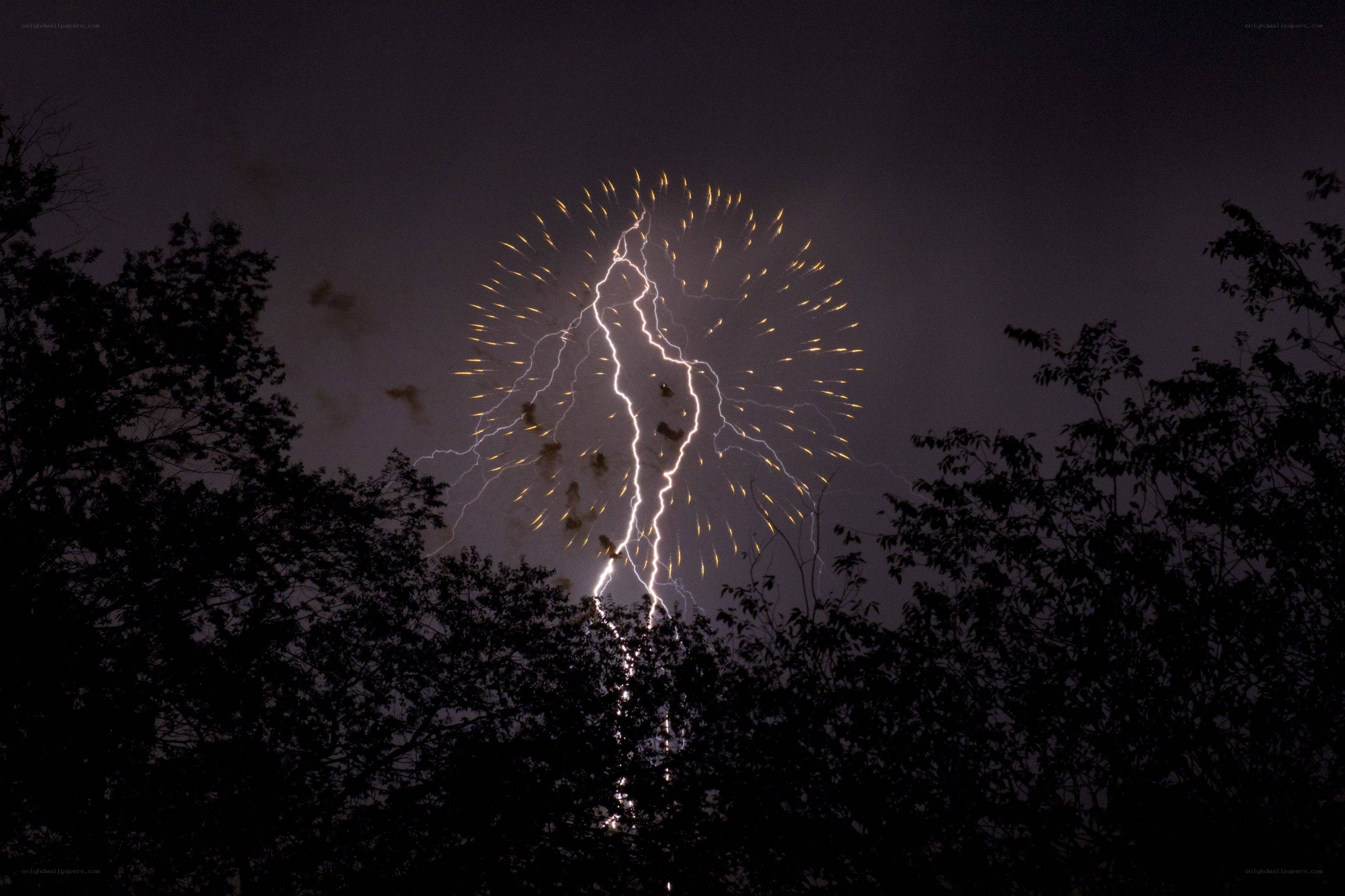 Fireworks display at night