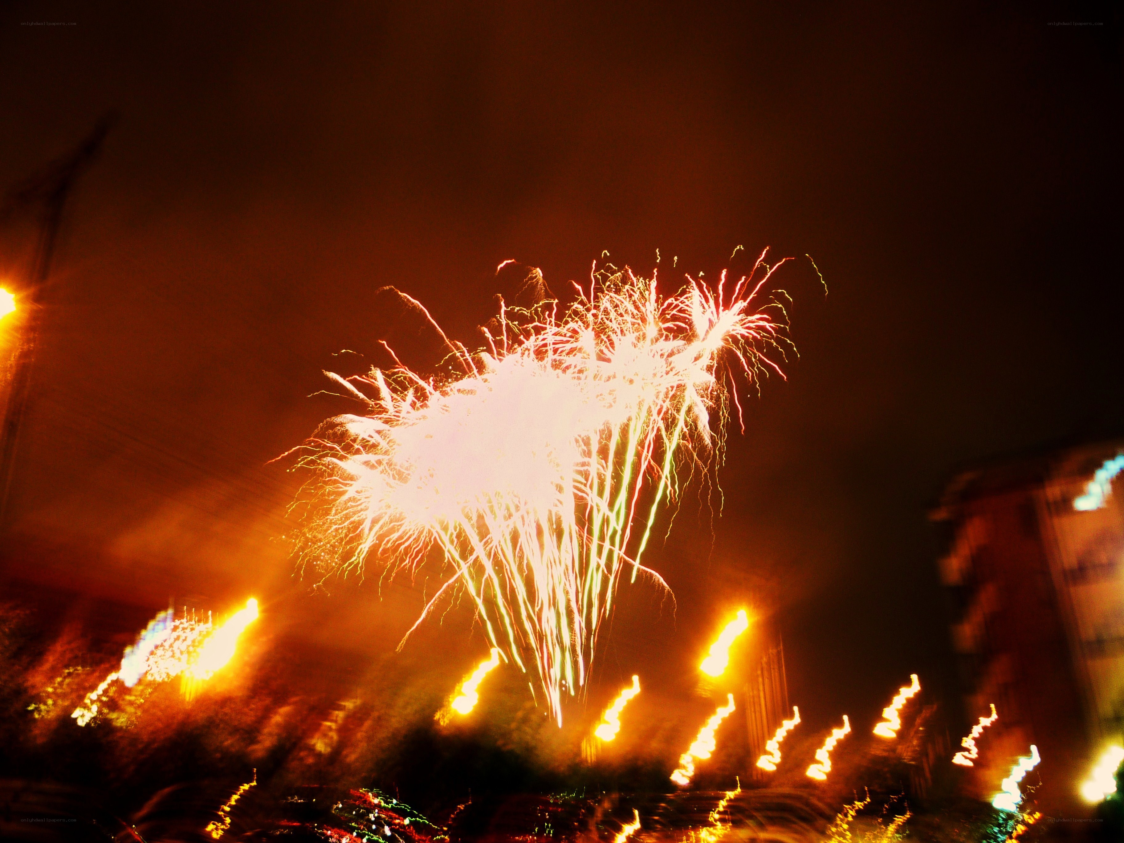 Fireworks display at night