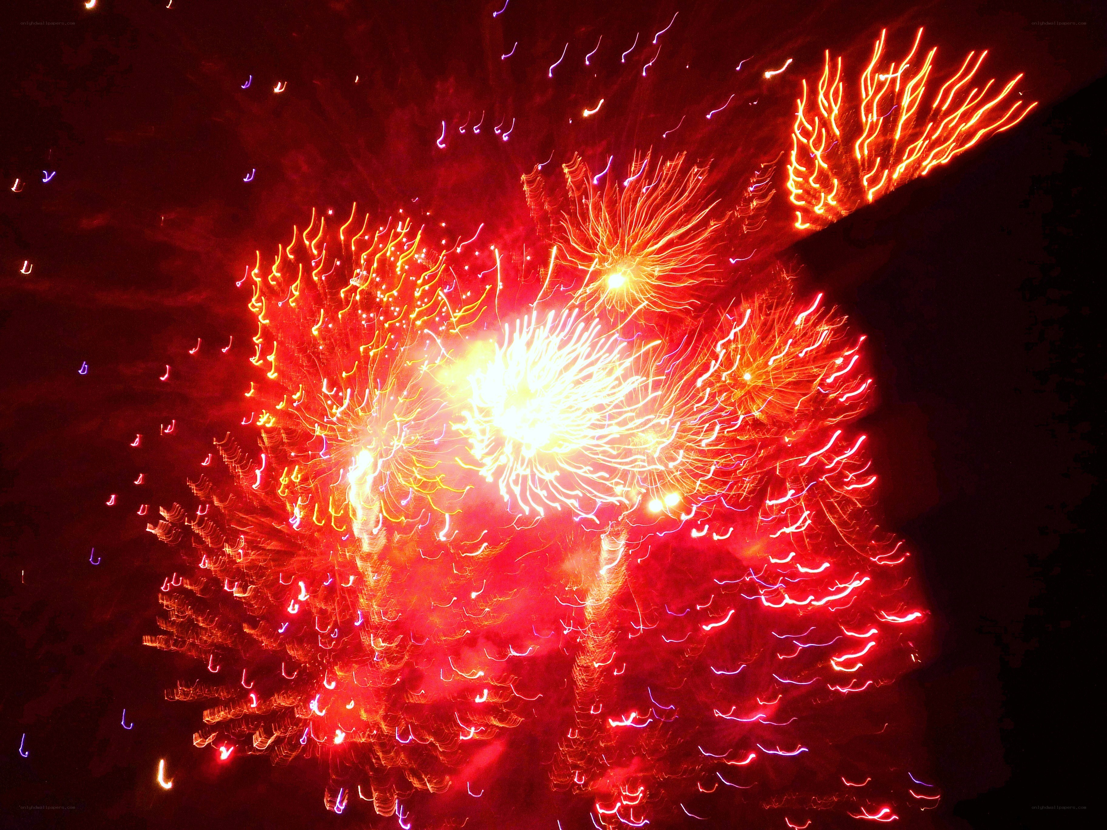 Fireworks display at night