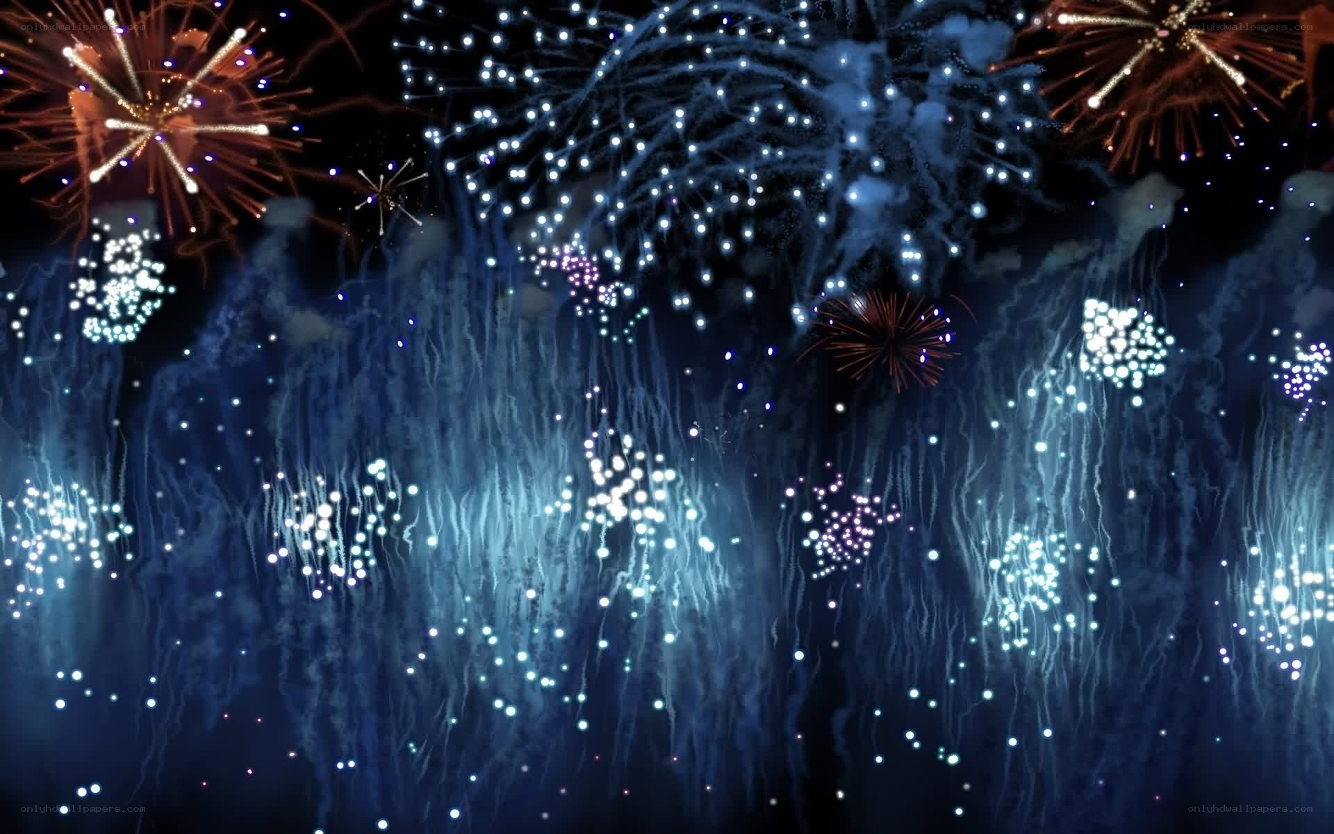 Fireworks display at night