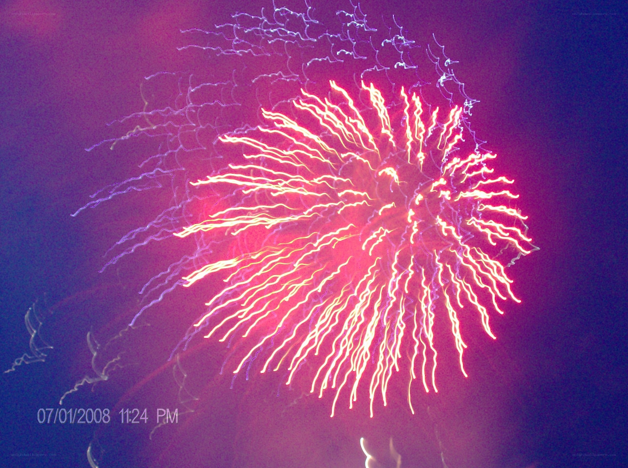 Fireworks display at night
