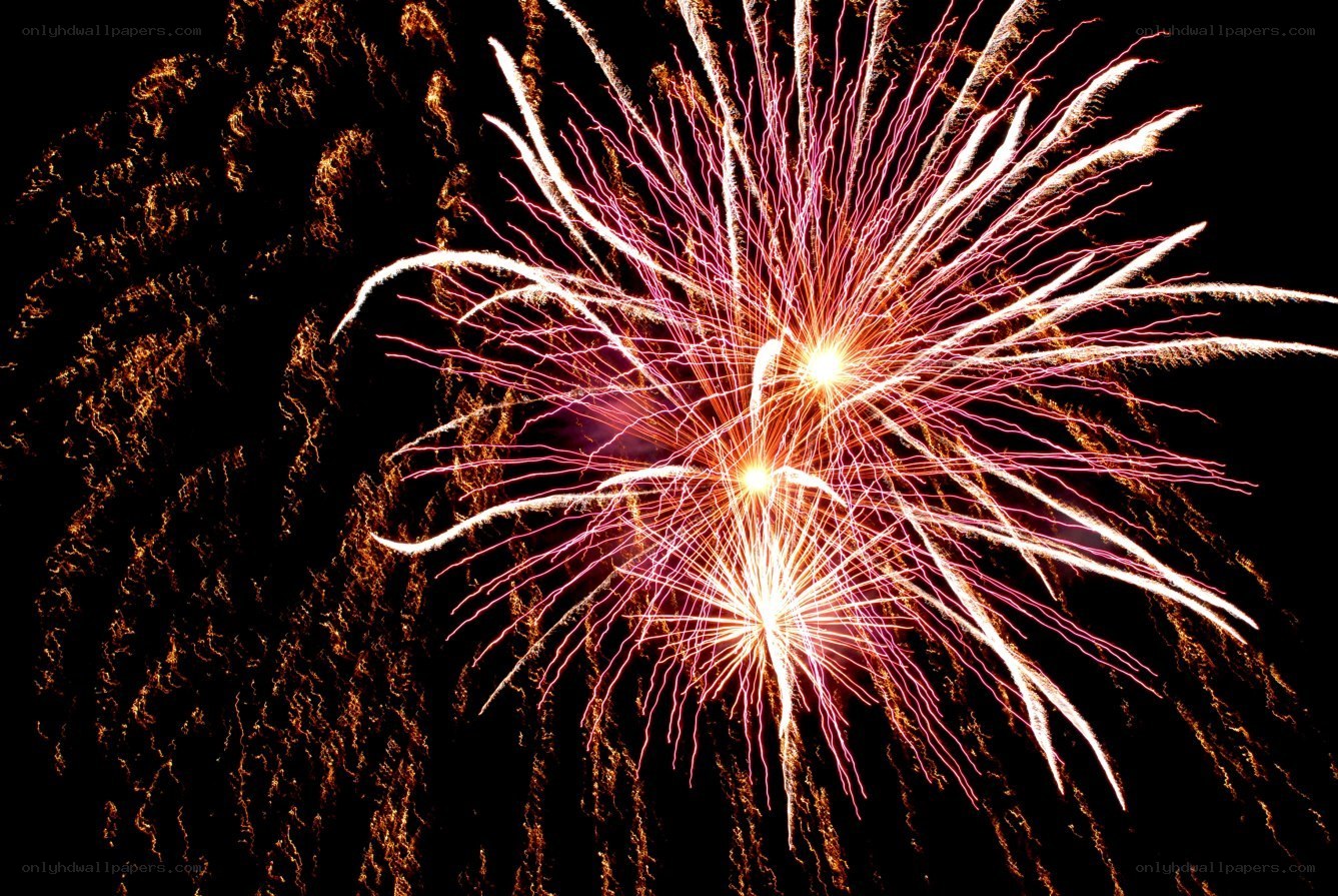 Fireworks display at night