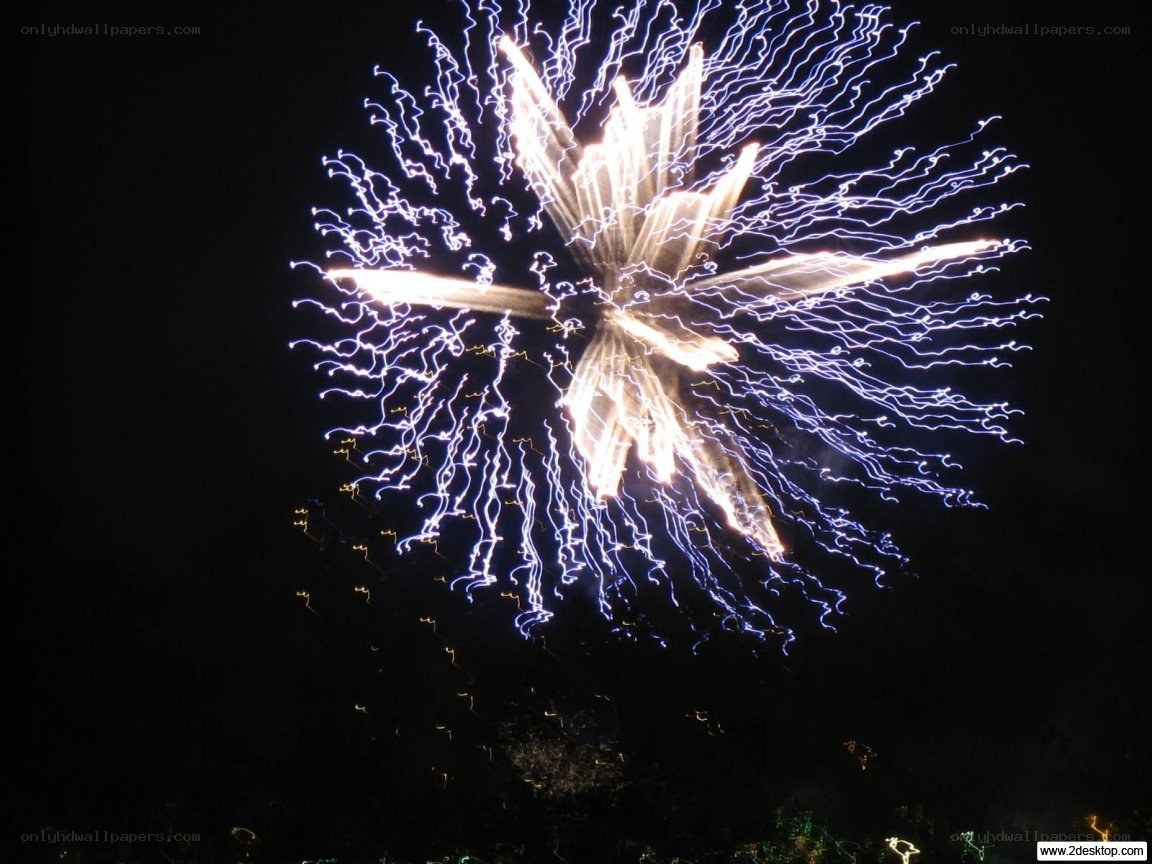 Fireworks display at night