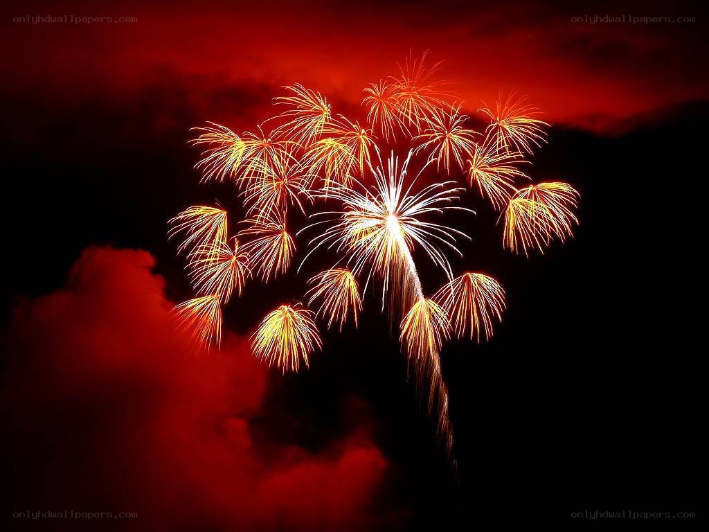 Fireworks display at night