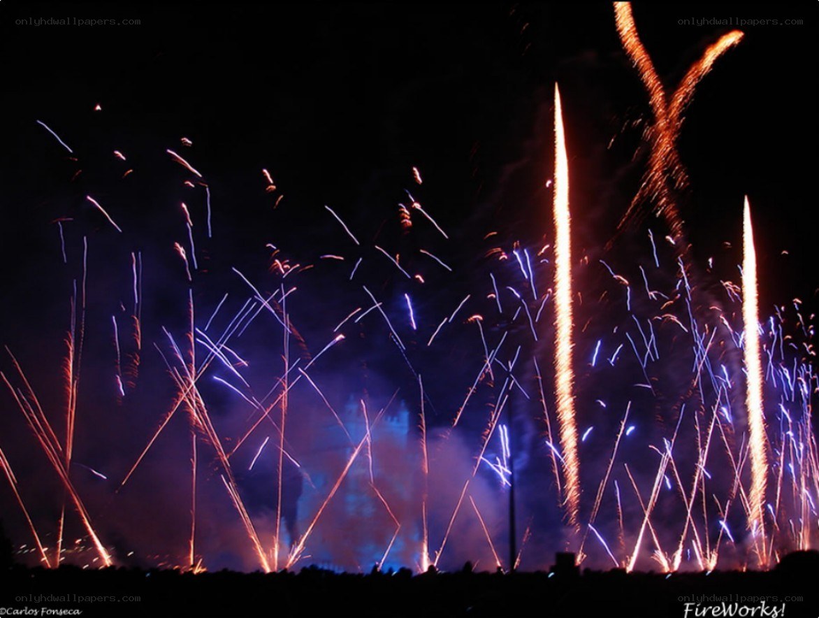 Fireworks display at night