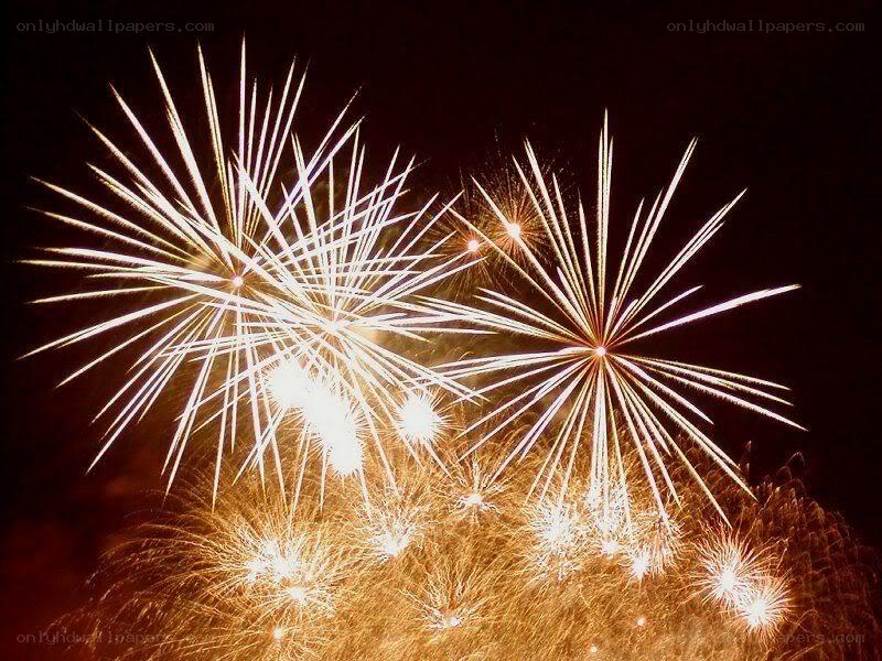 Fireworks display at night