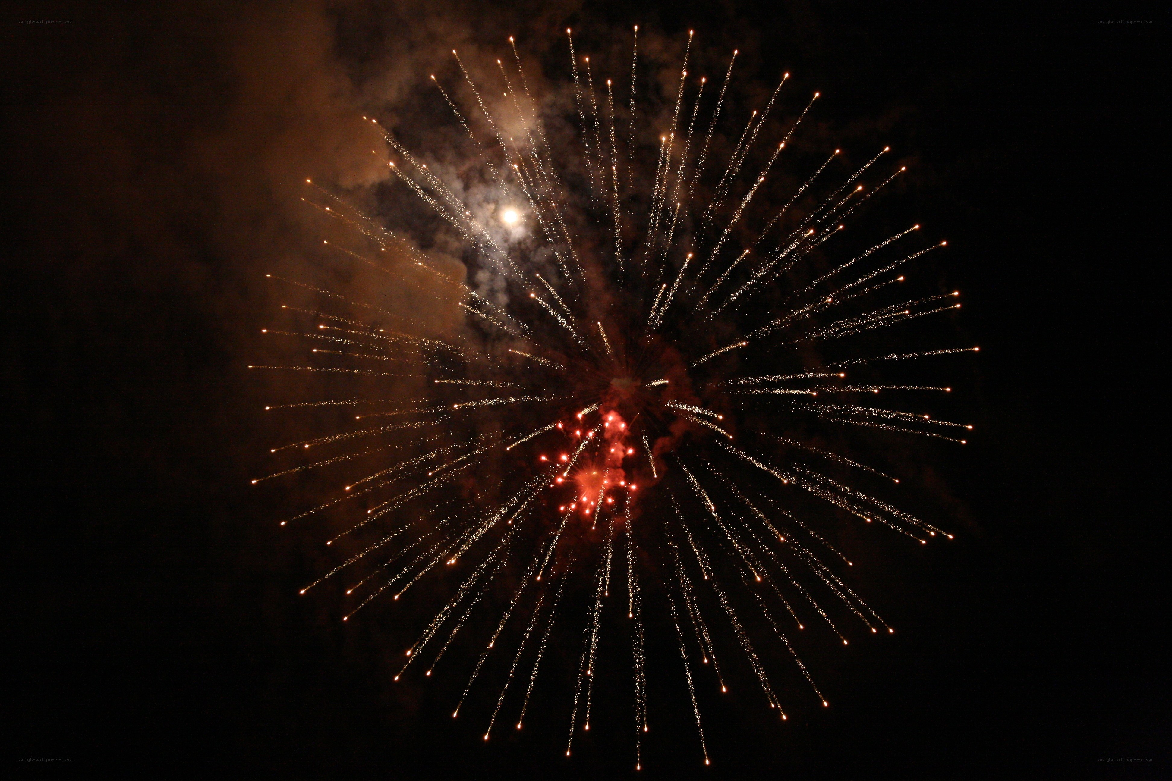Fireworks display at night