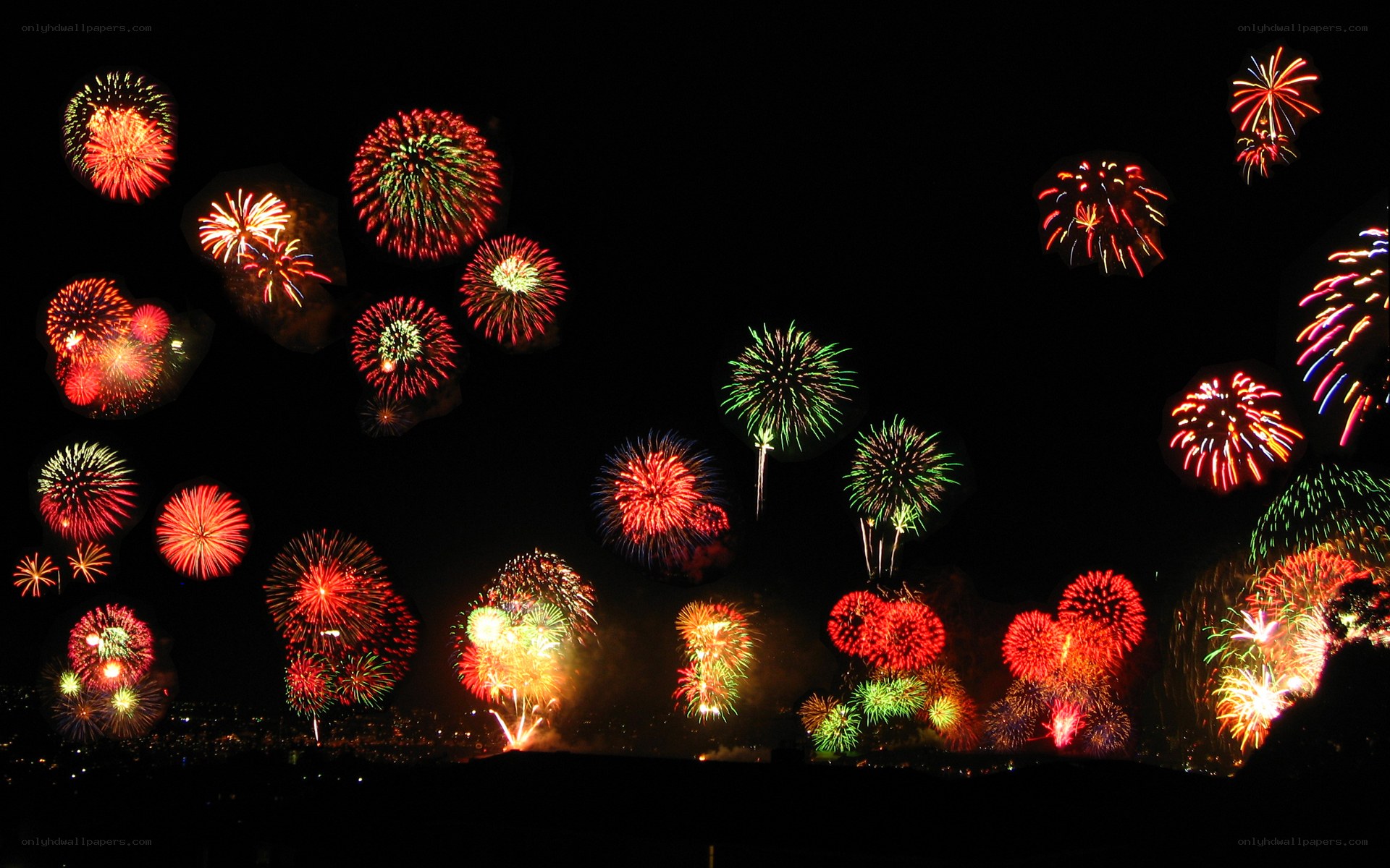 Fireworks display at night